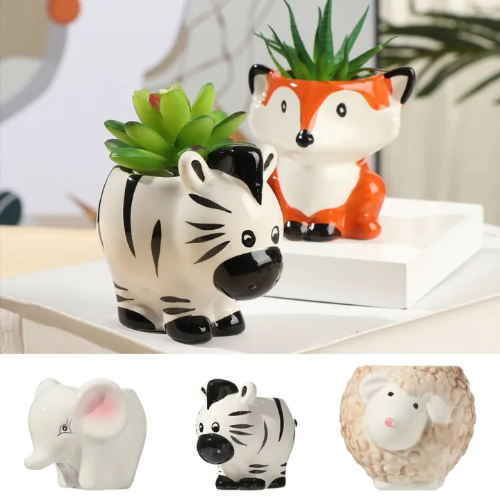 FLATE Home Decor Cartoon Flower Pots Mini Succulent Plant Pots Ceramics  Cute Animal | Lazada Singapore