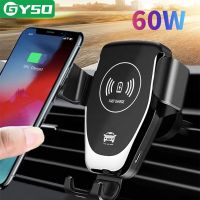 【 HOT】60W Fast Qi Wireless Car Charger Mount Quick Charge โทรศัพท์ผู้ถือรถสำหรับ iPhone 13 12 11 Pro Max Samsung S8 S9ไร้สายชาร์จ