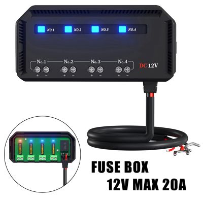 Electrical Fuse Junction Box with LED Indicator Light Circuit Holder Car Motorcycle Vehicle 12V MAX 20A
