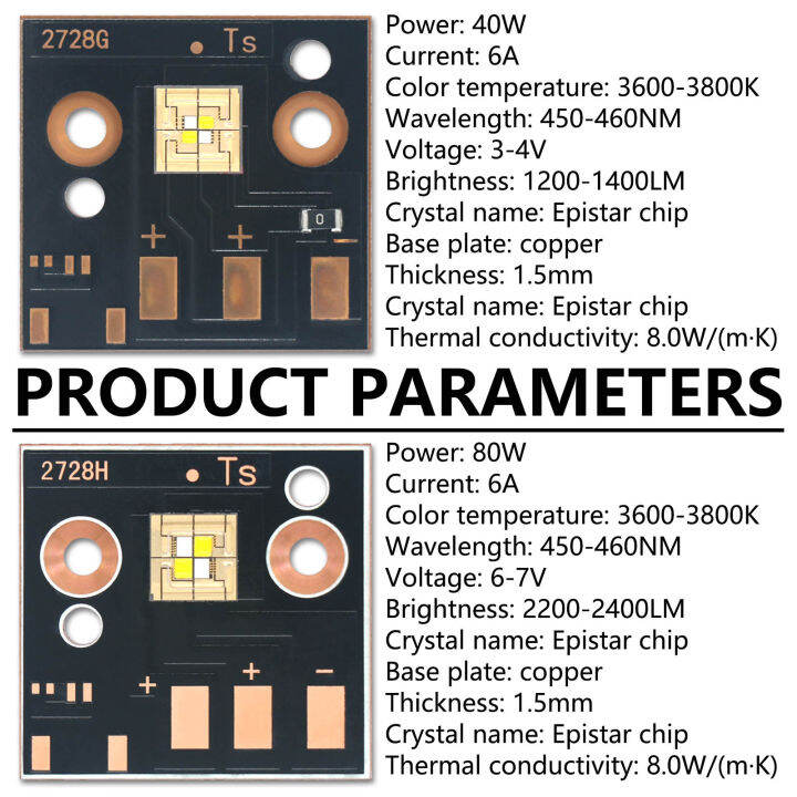 ทองแดงความสว่างสูง40w-60w-โคมไฟสองสี3500-3800k-และ-led-450-460nm-เหมาะสำหรับโคมไฟฉายแสงน้ำท่วม-led