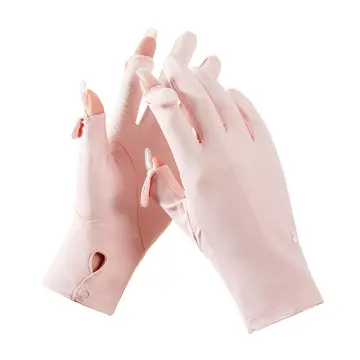 Sunscreen Gloves Women Elastic Ice Silk Thin Half-finger Exposed Two-finger  Fingerless Driving Gloves UV