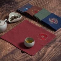 Embroidery Tea Towel Dry Pour Tea Seats Cotton And Linen Waterproof Mat Thicken Teacup Mat Drain Teapot Platform Tea Napkin