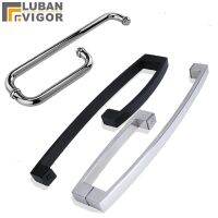 304 Stainless Steel Shower Handle Bathroom Glass Doors L-Shaped Handle Bright Black  425X225mm High-End Atmosphere