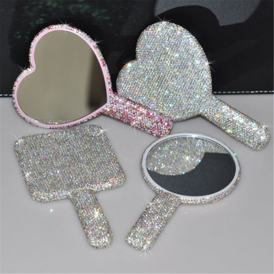 Princess Mirror Square Handle Mirror Heart Handle Mirror Portable Handle Mirror Diamond Handle Mirror
