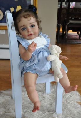 【YF】 60cm Reborn baby dolls Sue-sue Girl 3D Skin Visible Veins Rooted Long Hair Cuddly Soft Body Doll Gift