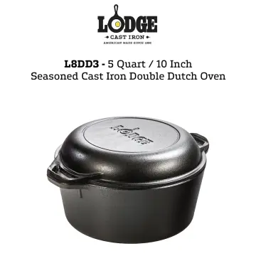 Lodge Cast Iron 5 Quart Seasoned Double Dutch Oven 