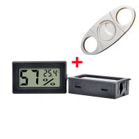 Free Ciggare Cutter ＋Tobaco Ciger Temperature Moisture Sensor Meter LCD Ciggar Hygrometer