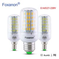 [HOT QQZIWWUJJWG 104] Foxanon 6ชิ้น E27 220โวลต์หลอดไฟ LED 5730 SMD หลอดไฟ LED E14ข้าวโพด24 30 42 64 80 89 108 136 Leds โคมไฟ Bombillas แสง L Ampada แสง