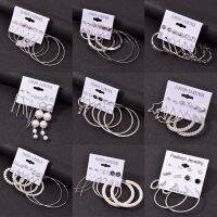 【DT】hot！ Boho Design Hoop Earrings Set Color Metal Rhinestone Ear Stud Fashion