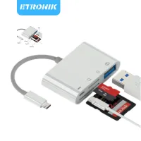 ETRONIK USB Hub อะแดปเตอร์ชาร์จ 4 in 1 ฮับ USB สำหรับโทรศัพท์หรือ MacBook Type-C เป็น USB-C 4K HDMI Adapter Cable อะแดปเตอร์โทรศัพท์แล็ปท็อป