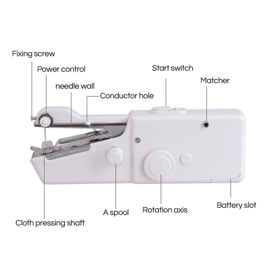 Household Mini Hand Sewing Machine Portable Arts Craft Sewing Fast Sewing  Needle Cordless Clothing Fabric Electronic Pocket Tool