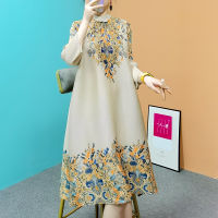 Lingying จีบ L996 [พร้อมส่ง] Trinity House One Dress 2022 Spring/Summer Cheongsam กระโปรงสั่นลายดอกไม้เต้นรำ