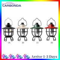 LED Lighting Lantern Waterproof Retro Garden Decoration Lamp Type-c Charging with Hook Dimmable Power Display Rotary Switch for Night Hiking Equipment