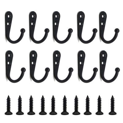 ∋ 10 Pack Wall Hooks with Screws Alloy Hanging Single Hook Bathroom Coat Clothes Hanger Two Colors Available Home Accessories