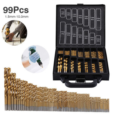 Hole Opener Iron packing 99PCS HSS Twist Drill Bits Set 1.5-10mm Titanium Coated Surface 118 Degree For Drilling woodworking