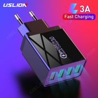 USLION 3.1A USB Charger Quick Charge 3.0 48W Fast Charging EU UK Plug Wall Mobile Phone Adapter For iPhone Samsung Xiaomi Mi 9 Wall Chargers