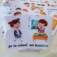 เด็กพฤติกรรมประจำวันบัตรชีวิตภาษาอังกฤษบัตรคำ FlashCard Montessori การเรียนรู้การศึกษาของเล่นสำหรับเด็กเด็กกระเป๋าบัตรของขวัญ