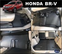 พรมปูพื้นรถยนต์HONDA BR-V ลายไบเค่นสีดำ+แผ่นกันสึก เต็มคัน