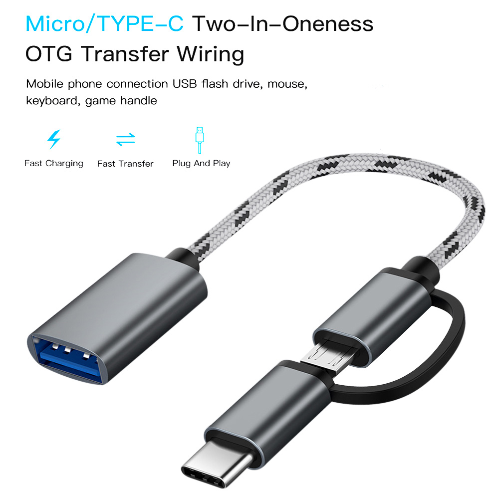 OTG Type C Converter USB Adapter Smart Phones 2 in 1 OTG Adapter Type C/Micro USB to USB 3.0 Wide Compatibility Super Fast Speed 