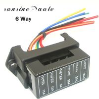 6 Way Car Fuse Box Circuit Car Trailer Auto Blade Fuse Box Block Holder DC 12v 24V 32V ATC ATO 2-input 6-ouput Wire Fuses Accessories