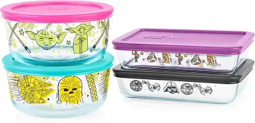 Pyrex 8-Pc Glass Food Storage Container Set, 4-Cup & 3-Cup