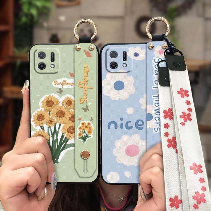 new-arrival-painting-flowers-phone-case-for-oppo-a16k-a16e-silicone-original-dirt-resistant-shockproof-cartoon-lanyard