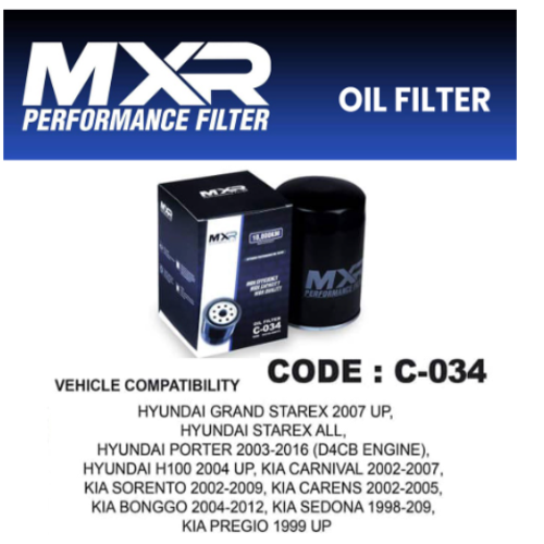 MXR OIL FILTER CODE C034 HYUNDAI KIA Lazada PH