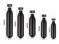 (ขวดปล่าว ไม่มีก๊าซ) ถังลม ถังแคปซูล 0.2 ,0.3,0.35,0.45,0.50 ลิตร (ถังตูดมน)  ดำด้าน 40 mpa 4500 Psi เกลียว M18x1.5 ขวดอเกนประสงค์ DIY