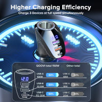 QOOVI 150W Car Charger Usb Type C Super Fast Charging PD 4.0 Quick Charge 3.0ซ็อกเก็ตไฟแช็กสำหรับ Xiaomi Samsung