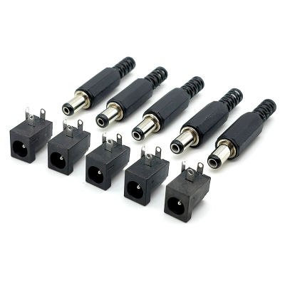 DC-005 5.5x2.1mm 12V 3A Plastic Male Plugs + Female Socket Panel Mount Jack DC Power Connector Electrical Supplies  Wires Leads Adapters