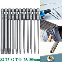 1211Pcs 14 "Hex Bits Driver Tamper Proof Security เจาะชุดบิตแม่เหล็ก Torx ไขควงหัวแบน F1FC คุณภาพสูง75100มม.