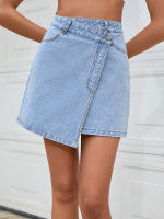 Fashion Denim Mini Skirt Women Summer 2022 Cotton Cute Preppy High Waist Streetwear Skorts Asymmetrical Short Skirts Korean