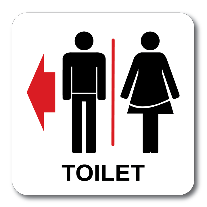 TOILET WITH ARROW SIGN LEFT PP SIGN BOARD 150X150MM | Lazada