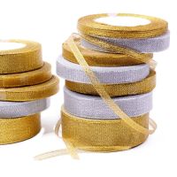 【hot】！ 22M 6mm 10mm 15mm 25mm 40mm 50mm Gold Tape Crafts Bow Flowers Trim Wedding Decoration