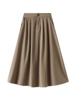 ✘ Fashion Office Women Long Suit Skirt Solid Color Spring Summer A Line Skirts Loose Pockets Suit Skirts High Waist Midi Skirt