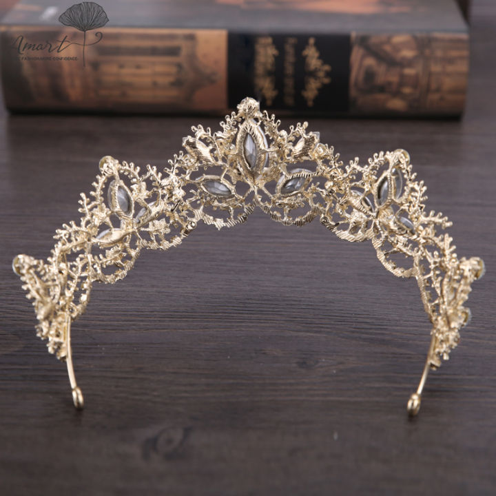 amart-ใหม่-handmade-vintage-baroque-crown-gold-plated-pearls-tiara-สำหรับเจ้าสาว-headpiece-queen-ดอกไม้-crowns-อุปกรณ์เสริมผม
