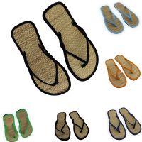 Women Flat Flip-flops Slippers Comfortable Non-slip Sandals Bamboo Rattan Flip Flop Home Bathroom Fashion Slippers Beach Slipper