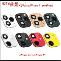 521YIANEE หรูหรา รองรับแฟลช มือถือ ป้องกันหน้าจอ สำหรับ iPhone XR X ถึง iPhone 11 Pro Max สติกเกอร์เลนส์กล้องปลอม ปกกรณี วินาทีเปลี่ยน