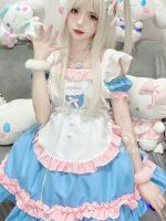 Milk Bear and Cat: Blue Cute Maid Costume Cos Pure Desire Girl Lolita Uniform Anime Dress