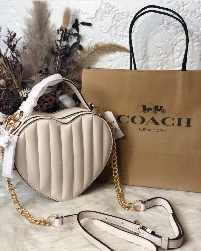 COACH, C5119, Crossbody, Handbag Heart, White Quilting,Leather