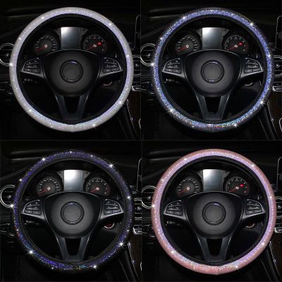 ☊ஐ Car Rhinestones Steering Wheel Cover With Crystal Imitation Diamond Sparkling Car Suv Steering Wheel Protector Auto Accessories