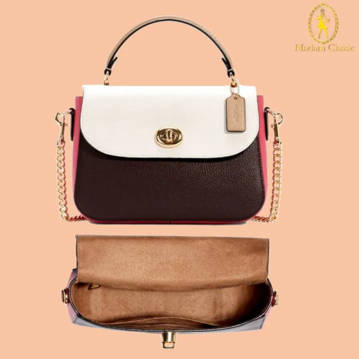 กระเป๋าสะพายข้าง COACH MARLIE TOP HANDLE SATCHEL IN COLORBLOCK (IMCAH