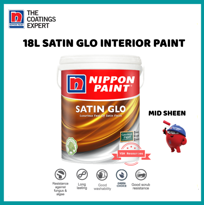 18L Nippon Paint Satin Glo Interior Paint Lazada