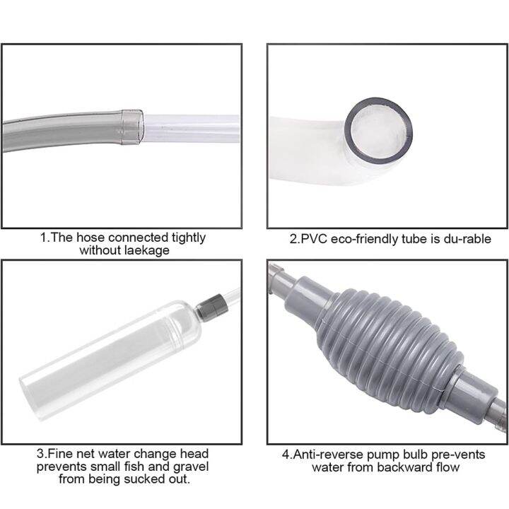 เครื่องเปลี่ยนน้ำปลา3-0เมตรปั๊มลมอุปกรณ์ทำความสะอาดมือถือก้อนกรวดตู้ปลาเครื่องดูดฝุ่นทำความสะอาดสายปั๊มเติมแก๊สรถยยนต์พร้อมหัวฉีดกรอง