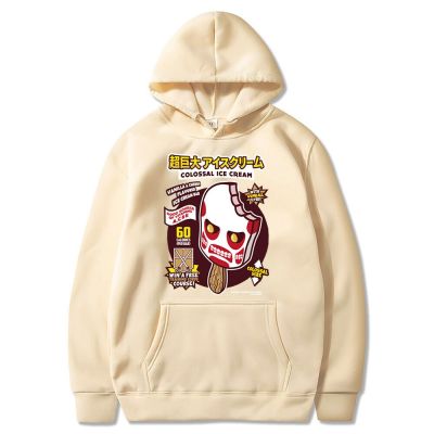 Japan Anime Attack On Titan Colossal Ice Cream Men Hoodies Autumn Casual Pullover Fashion Oversized Sweatshirts Hip Hop Clothes Size Xxs-4Xl