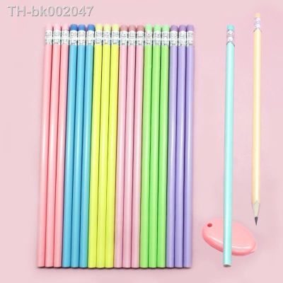 ♚▥ 30 Pcs Pencil Macarone Triangle Shiny Wood Rubber Head Sketch Drawing Pen Office Learning Stationery HB Pencil School Supplies