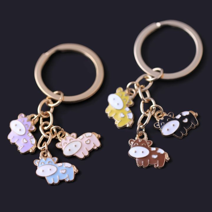 cute-women-keychain-car-colorful-enamel-cow-key-chain-bag-pendant-holder-gift-fashion-jewelry-accessory-key-chains