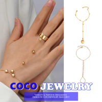 เครื่องประดับ COCOJEWELRY กำไลข้อมือเจาะนิ้วโลหะประดับอัญมณีแนวยุโรปและอเมริกาสำหรับผู้หญิง