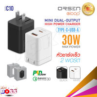 Eloop C10 หัวชาร์จเร็ว 2 พอร์ต USB +Type-C PD 30W QC 3.0 Adapter ชาร์จไว Notebook Laptop หัวชาร์จ