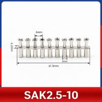 เทอร์มินัลบล็อก1ชิ้นอุปกรณ์เสริมราง Sak4-10บล็อก Din Sak2.5-10ขั้วต่อสายไฟจัมเปอร์